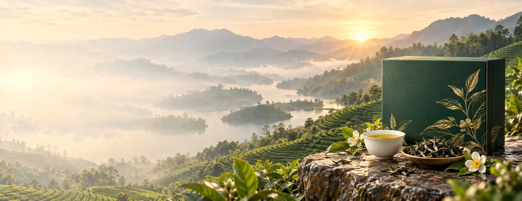 Trà Tân Cương trên đồi chè sớm mai